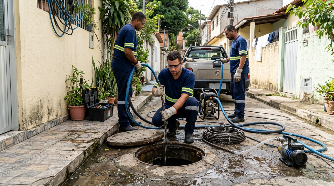 Desentupimento de esgoto com hidrojateamento em Brasília-DF