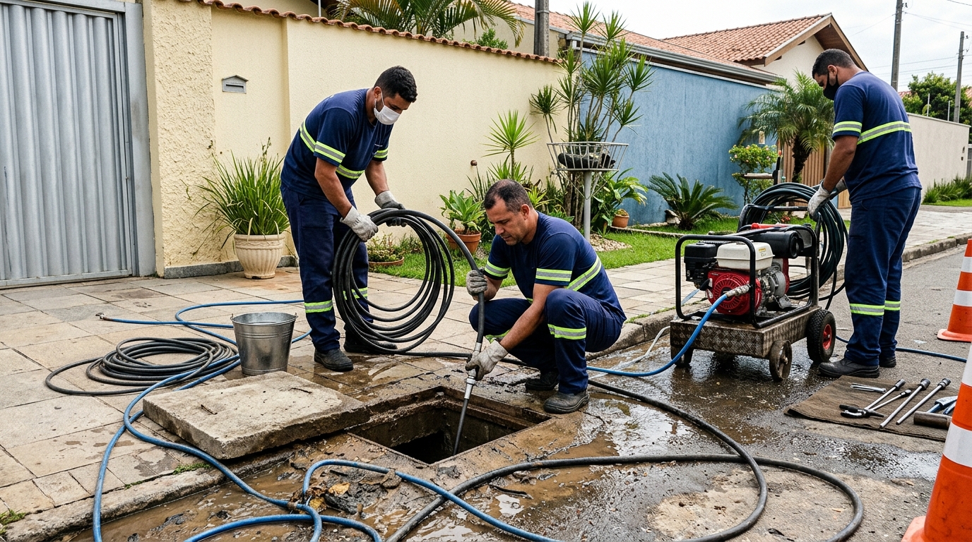 Desentupimento de esgoto residencial em Brasília-DF