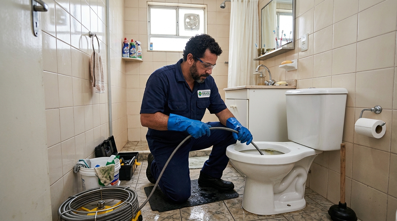 Desentupimento de vaso com equipamento em Brasília-DF